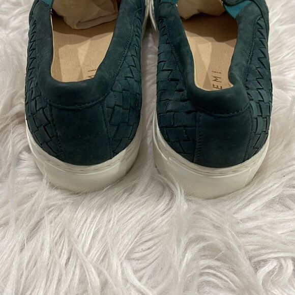 M Gemi Cercio Green Leather Basket Weave Slip On Sneaker Sz 37 1/2 - Picture 4 of 16